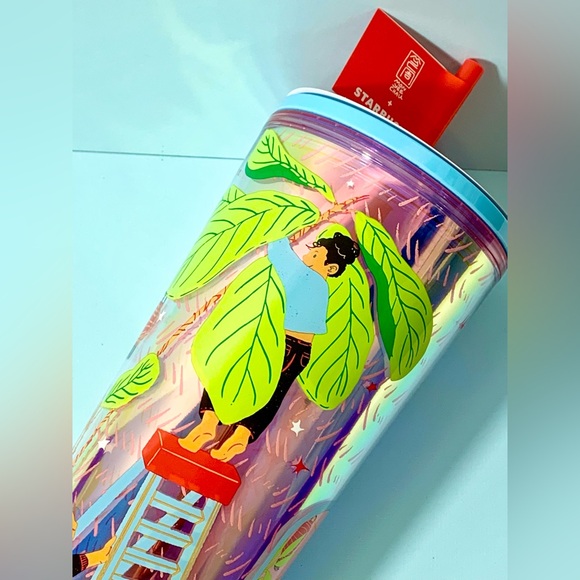 NEW NWT Starbucks 2024 Monyee Chau Tropical 24 Oz Cold Tumbler Cup Pride - Picture 3 of 8